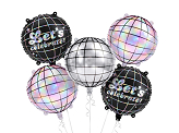 Foil balloon set Disco Balls, 35 cm, mix (1 pkt / 5 pc.)