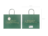 Gift bag Merry Christmas, bottle green, 32.5x26.5x11.5cm