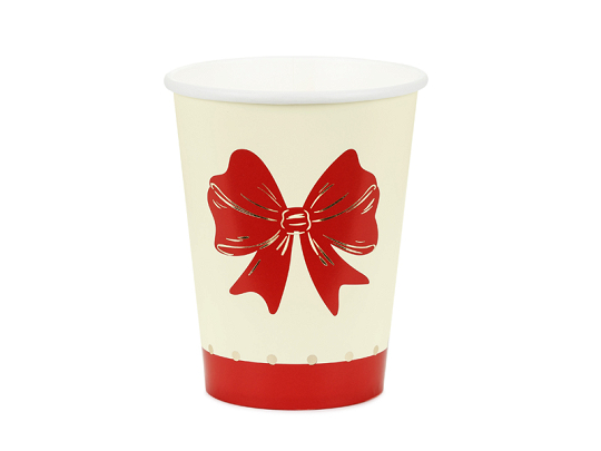 Cups Bow, 250 ml, red-beige (1 pkt / 6 pc.)