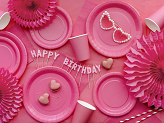 Decorative Rosettes, Dark Pink, 20-30cm (1 pkt / 3 pc.)