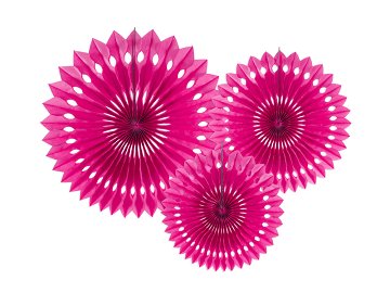 Decorative Rosettes, Dark Pink, 20-30cm (1 pkt / 3 pc.)