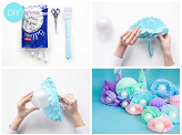 Tissue paper Pompom, light misty blue, 25cm