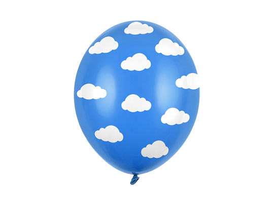 Balloons 30cm, Clouds, Pastel Cornflower Blue (1 pkt / 6 pc.)