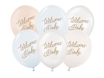 Balloons 30 cm, Welcome Baby, blue mix (1 pkt / 6 pc.)