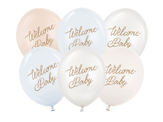 Balloons 30 cm, Welcome Baby, blue mix (1 pkt / 6 pc.)