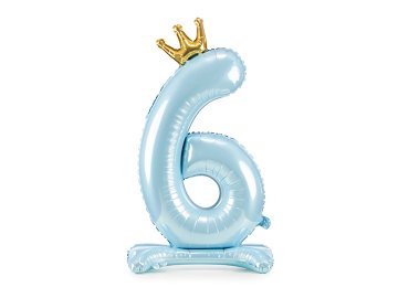 Standing foil balloon Number '' 6 '' , 84 cm,  sky-blue