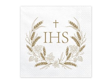 Napkins IHS, 33x33 cm, gold (1 pkt / 12 pc.)