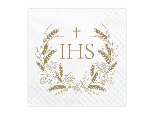 Napkins IHS, 33x33 cm, gold (1 pkt / 12 pc.)