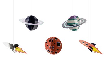 Hanging decoration Space, mix (1 pkt / 5 pc.)