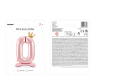 Standing foil balloon Number ''0'' , 84 cm,  light pink