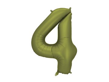 Foil Balloon Number ''4'', 86cm, olive