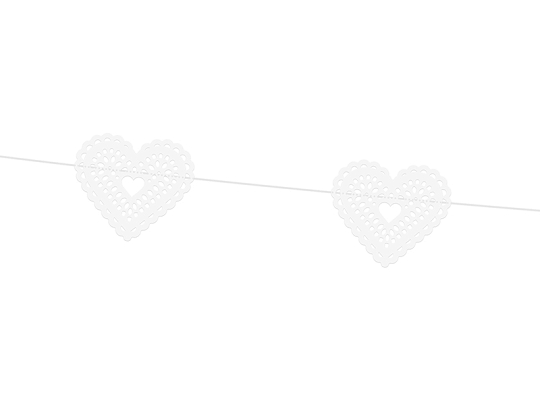 Garland Hearts, white, 1.8m