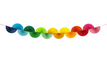 Paper garland Rainbow Fans, 2.5m, mix