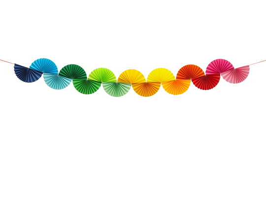 Paper garland Rainbow Fans, 2.5m, mix