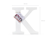 Wooden letter K, white, 19.5x20cm