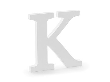 Wooden letter K, white, 19.5x20cm