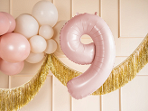 Foil Balloon Number ''9'', 72cm, light pink