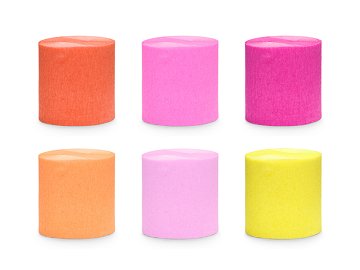 Crepe Paper 5cm/10m, set of 6 pcs., summer colors mix (1 pkt / 6 pc.)