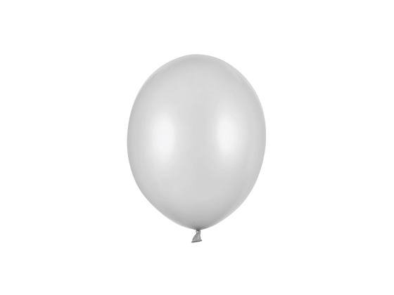 Strong Balloons 12cm, Metallic Silver Snow (1 pkt / 100 pc.)
