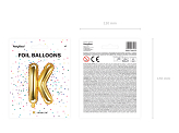 Foil Balloon Letter ''K'', 35cm, gold