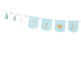 Banner Oh baby with tassels, 2.5 m, sky-blue