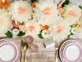 Tissepaper decoration Flowers, cream, 30-20 cm (1 pkt / 5 pc.)