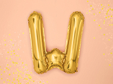 Foil Balloon Letter ''W'', 35cm, gold