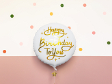 Foil balloon Happy Birthday To You, 35cm, white