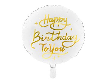 Foil balloon Happy Birthday To You, 35cm, white