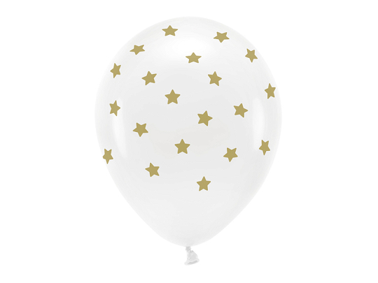 Pastel Eco Balloons 33 cm, Stars, white (1 pkt / 6 pc.)