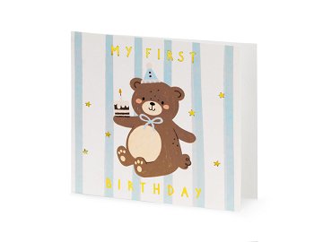 Birthday Card Bear, mix, 14x14 cm