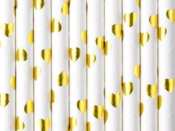 Paper Straws, gold, 19.5cm (1 pkt / 10 pc.)