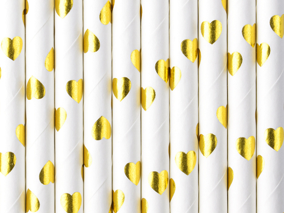 Paper Straws, gold, 19.5cm (1 pkt / 10 pc.)