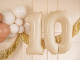 Foil Balloon Number ''0'', 72cm, beige