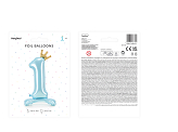 Standing foil balloon Number '' 1 '' , 84 cm,  sky-blue