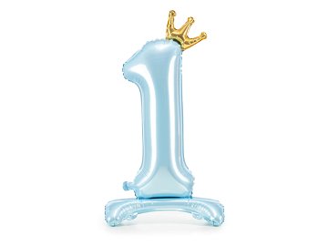 Standing foil balloon Number '' 1 '' , 84 cm,  sky-blue