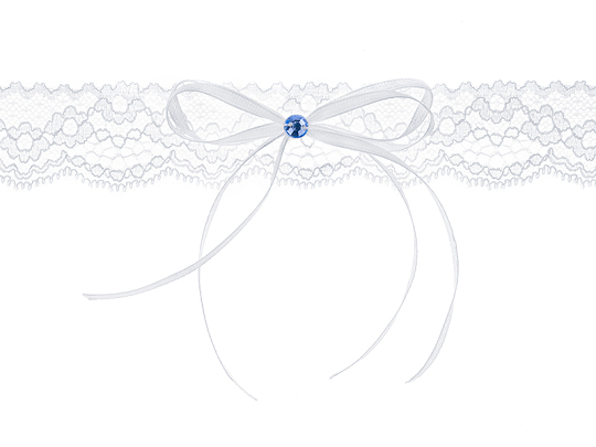 Lace garter with a ribbon, white