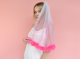 Fringe veil, pink, 69cm