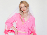 Fringe veil, pink, 69cm