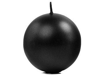 Candle Sphere, metallic, black, 8cm (1 pkt / 6 pc.)