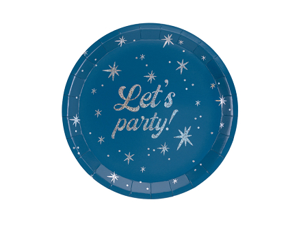 Plates Let's party!, 23 cm, navy blue