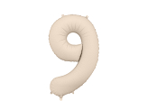 Foil Balloon Number ''9'', 86cm, light warm grey