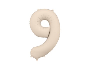 Foil Balloon Number ''9'', 86cm, light warm grey