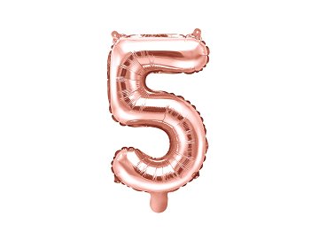 Foil Balloon Number ''5'', 35cm, rose gold