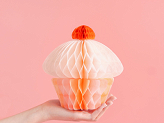 Honeycomb paper decoration Cupcake, 20 cm, mix