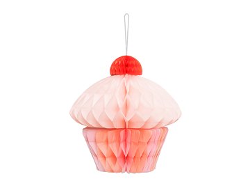 Honeycomb paper decoration Cupcake, 20 cm, mix