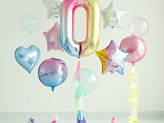 Foil Balloon Number ''0'', 86cm, pastel rainbow