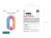 Foil Balloon Number ''0'', 86cm, pastel rainbow