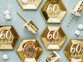 Paper cups 60th Birthday, gold, 220ml (1 pkt / 6 pc.)