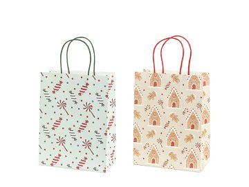 Gift bags Sweets and gingerbread, 19x25x10 cm, beige and light blue (1 pkt / 6 pc.)